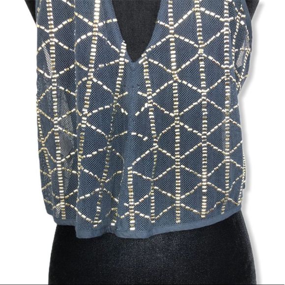 Free People Atlantis Metallic Embellished Grey Swing Crop Tank Size XS - Picture 11 of 16
